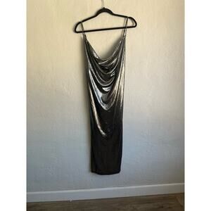 Anthropologie Endless Rose Woman Silver WaistWith Slip Midi Dress, Size …